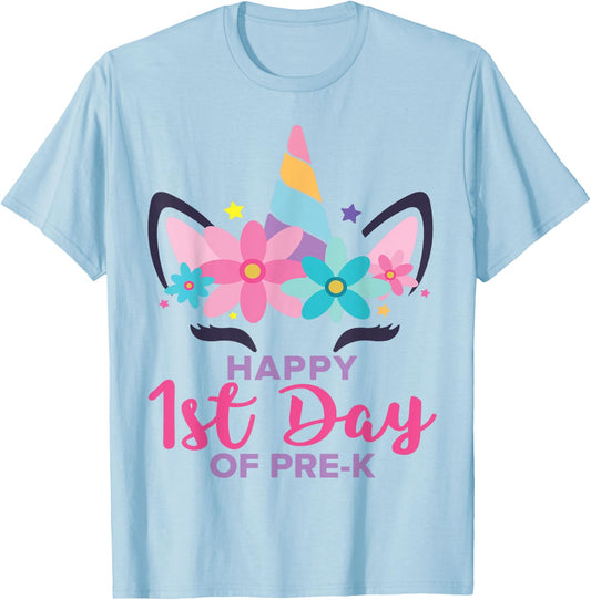 Pre K Unicorn First Day Of School Shirt Back To Outfit Girls T-Shirt - T-Shirt | Light Blue