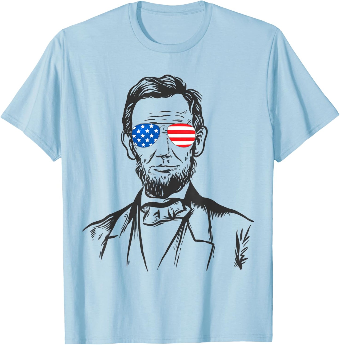 President Abraham Lincoln Portrait USA America Sunglasses T-Shirt - T-Shirt | Light Blue