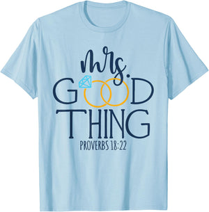 He Who Finds A Wife Finds A Good Thing Christian Marriage T-Shirt - T-Shirt | Light Blue