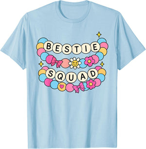 Bestie Squad Twinning Best Friend Matching Girls Bracelets T-Shirt - T-Shirt | Light Blue