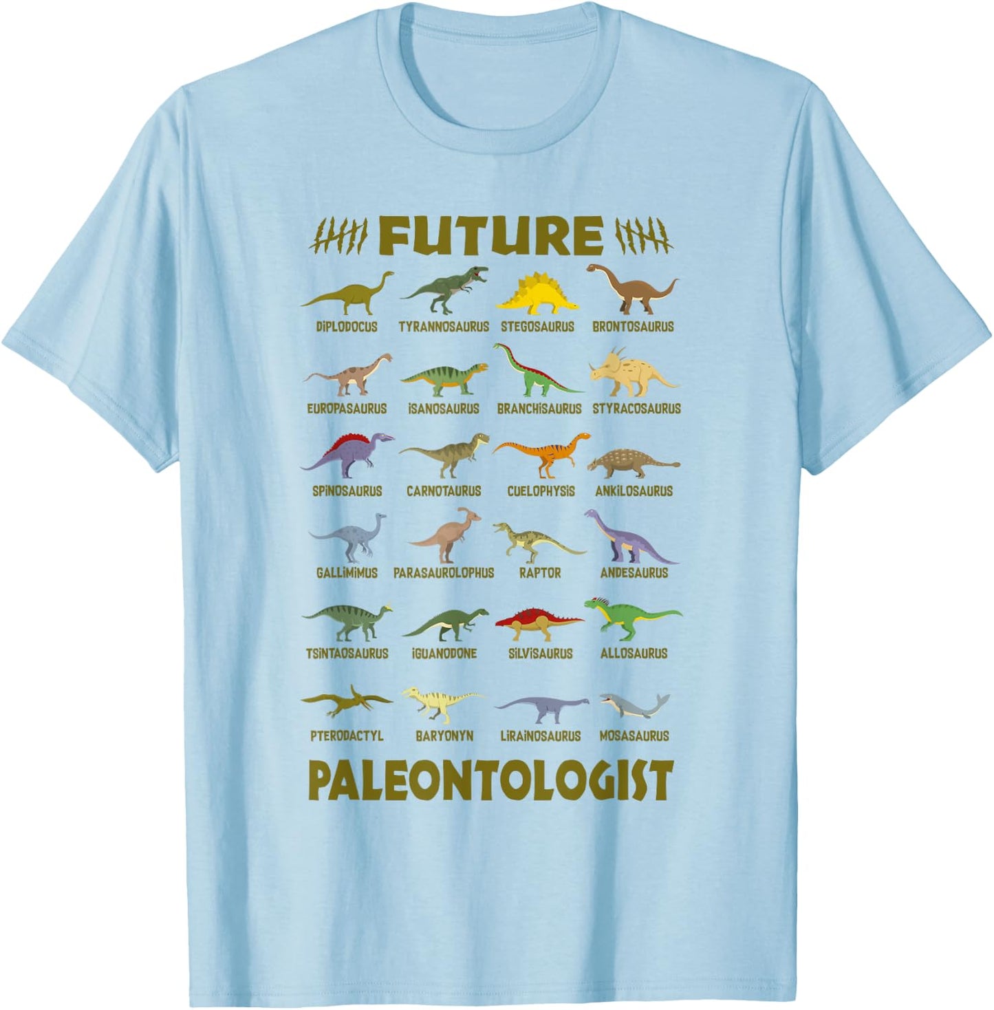 Future Paleontologist Dinosaur Costume Shirts Boys and Girls T-Shirt - T-Shirt | Light Blue