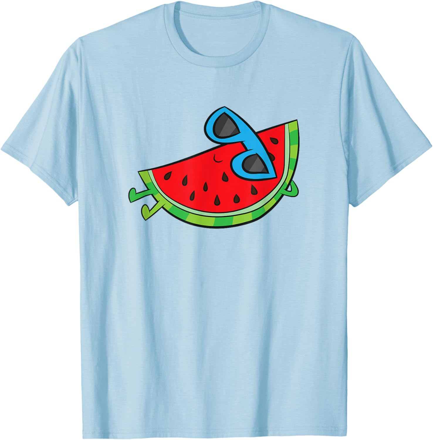 Cute Melon Summer Fruit Sunglasses On Watermelon T-Shirt - T-Shirt | Light Blue