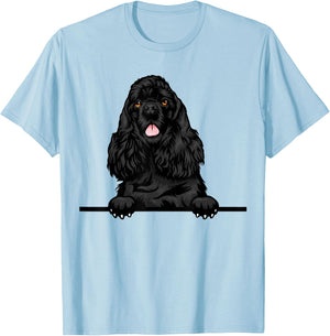 Peeking Black Cocker Spaniel Dog Women Girls Kids T-Shirt - T-Shirt | Light Blue