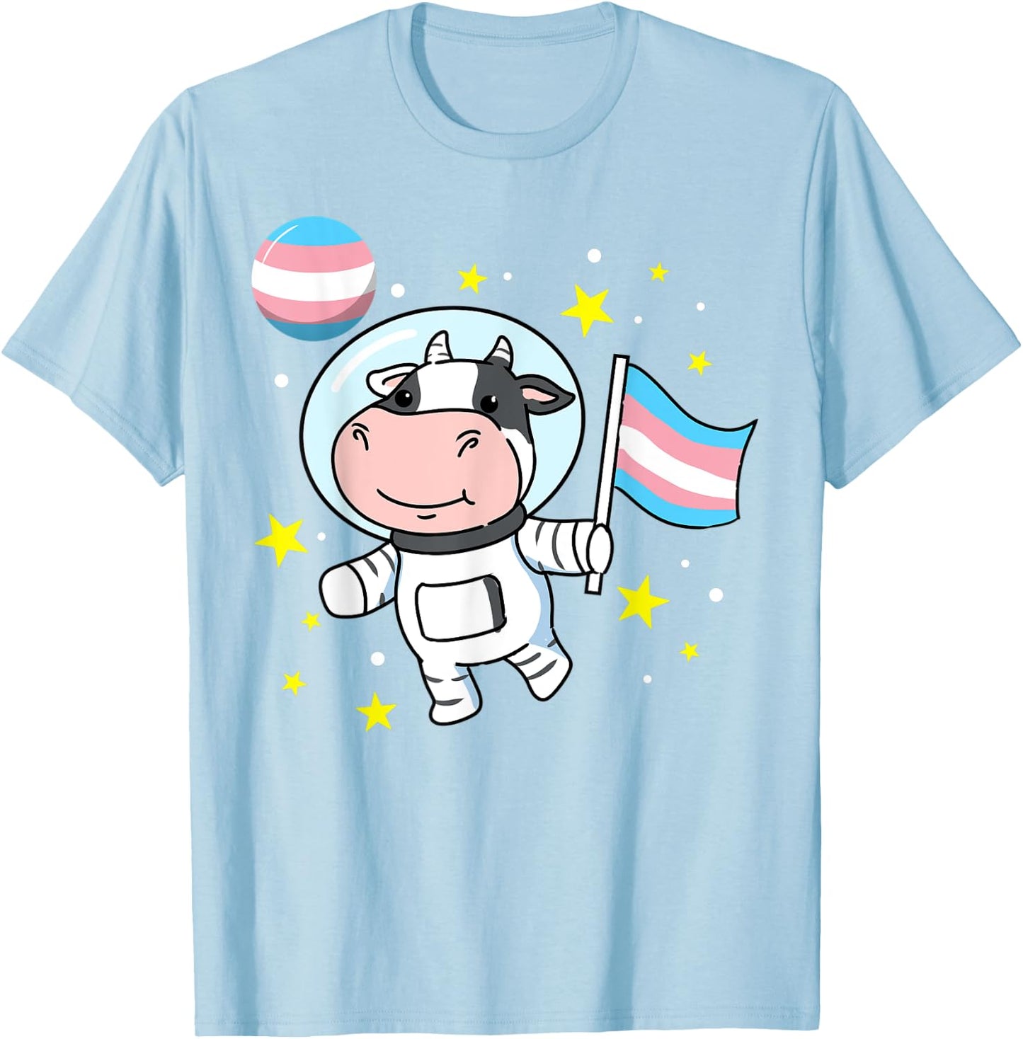 Cow Astronaut Trans Pride T-Shirt - T-Shirt | Light Blue