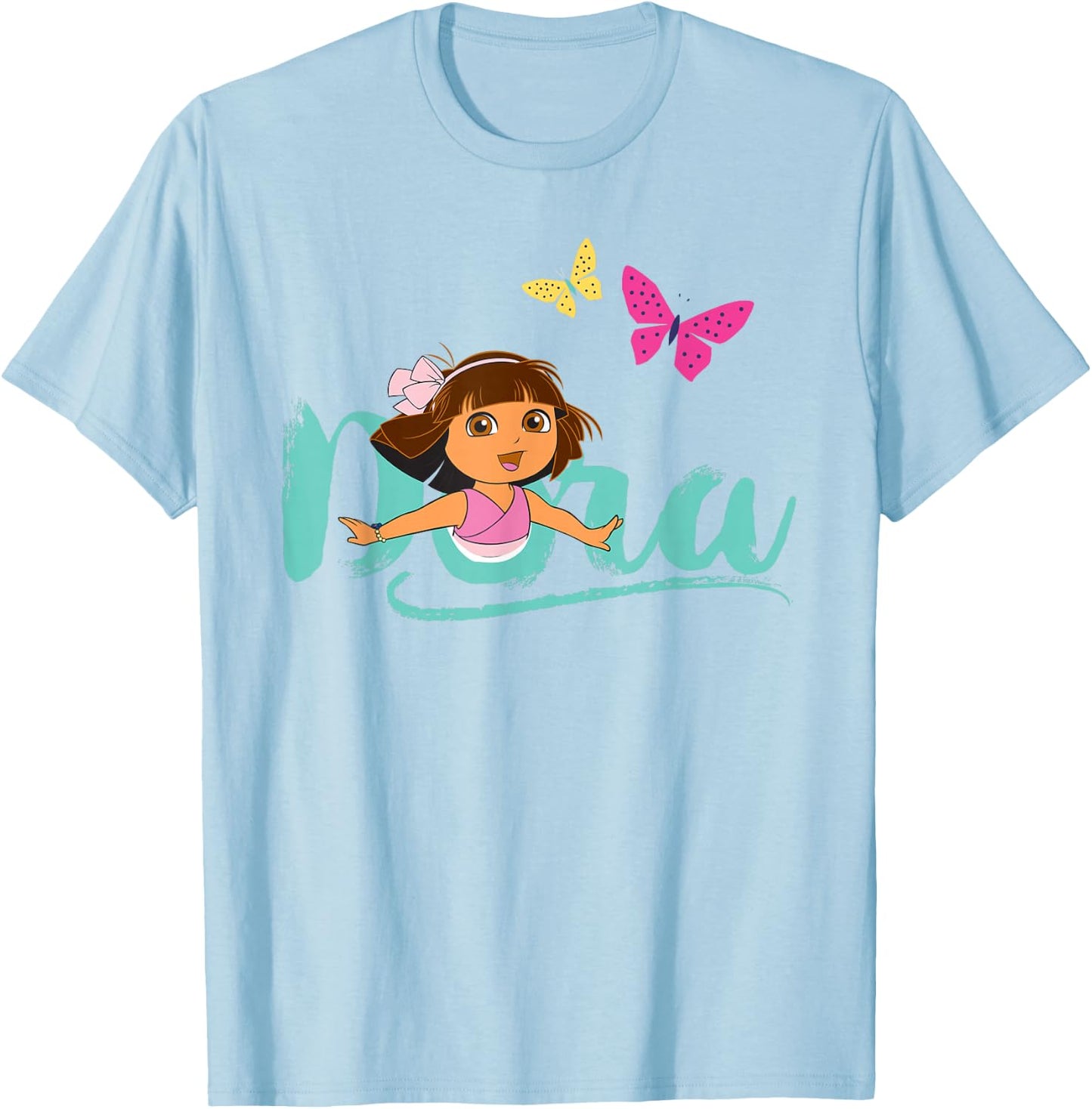 Dora the Explorer with Butterflies T-Shirt - T-Shirt | Light Blue