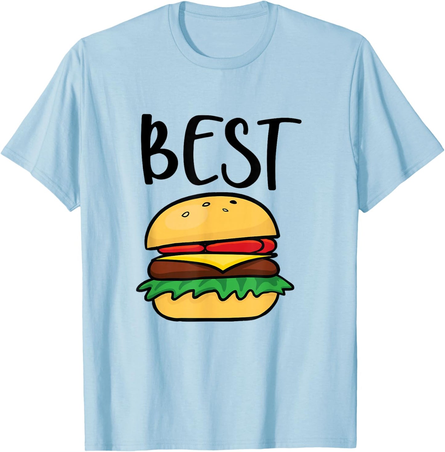 French Fries Hamburger Bestie Best Friend Matching Outfits T-Shirt - T-Shirt | Light Blue