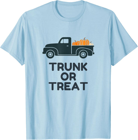 Trunk or Treat Vintage Truck picking up Pumpkins T-Shirt - T-Shirt | Light Blue