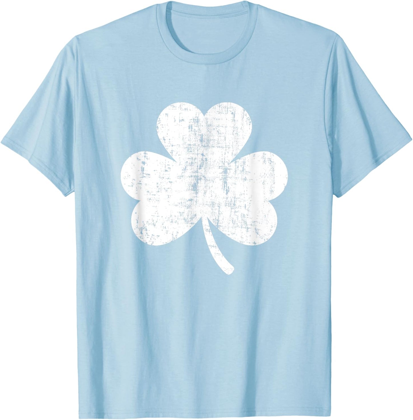 Shamrock Retro Distressed Three Leaf Clover St Patricks Day T-Shirt - T-Shirt | Light Blue