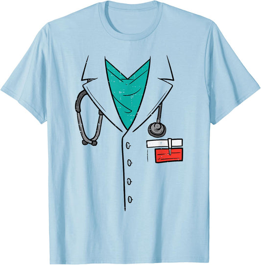 Doctor Physician Costume Funny Halloween Men Boys Kids T-Shirt - T-Shirt | Light Blue