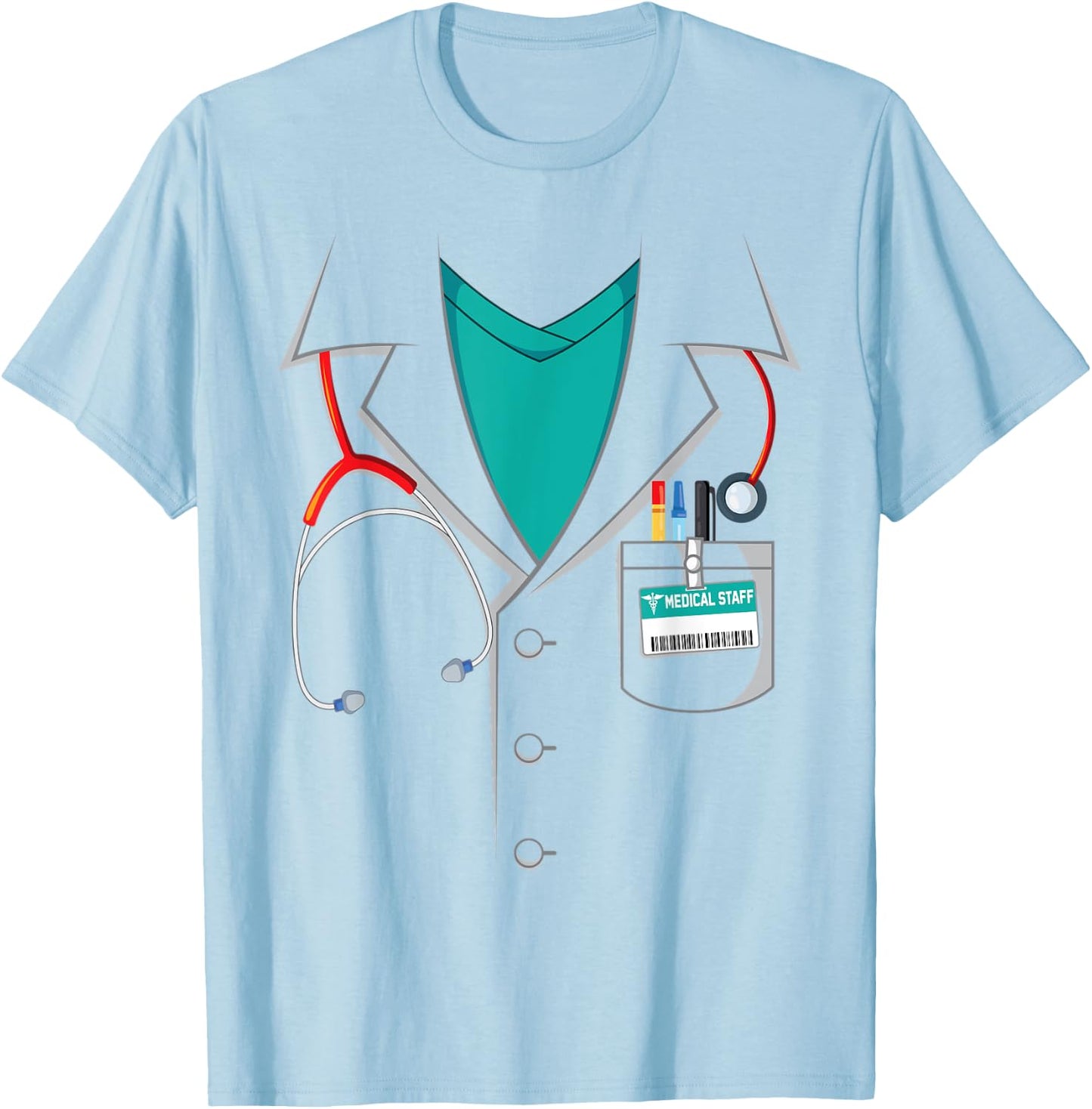 Doctor Lab Coat Funny Halloween Costume White T-Shirt - T-Shirt | Light Blue