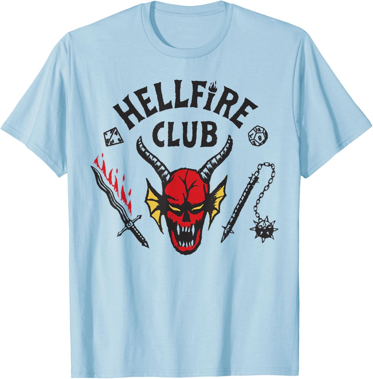 Stranger Things 4 Hellfire Club Logo T-Shirt - T-Shirt | Light Blue