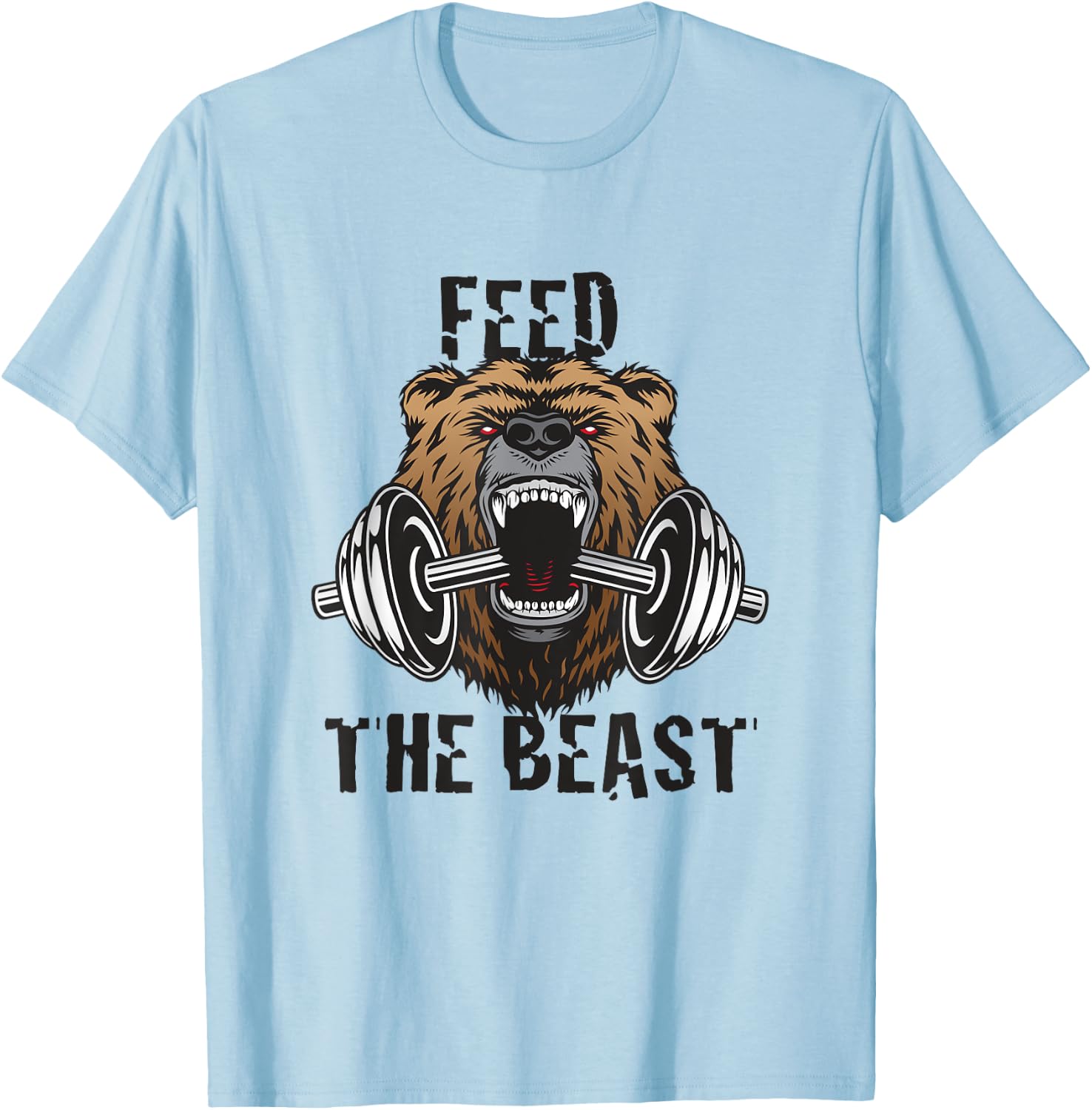 Fitness Motivational Feed The Beast Gym Workout T-Shirt - T-Shirt | Light Blue