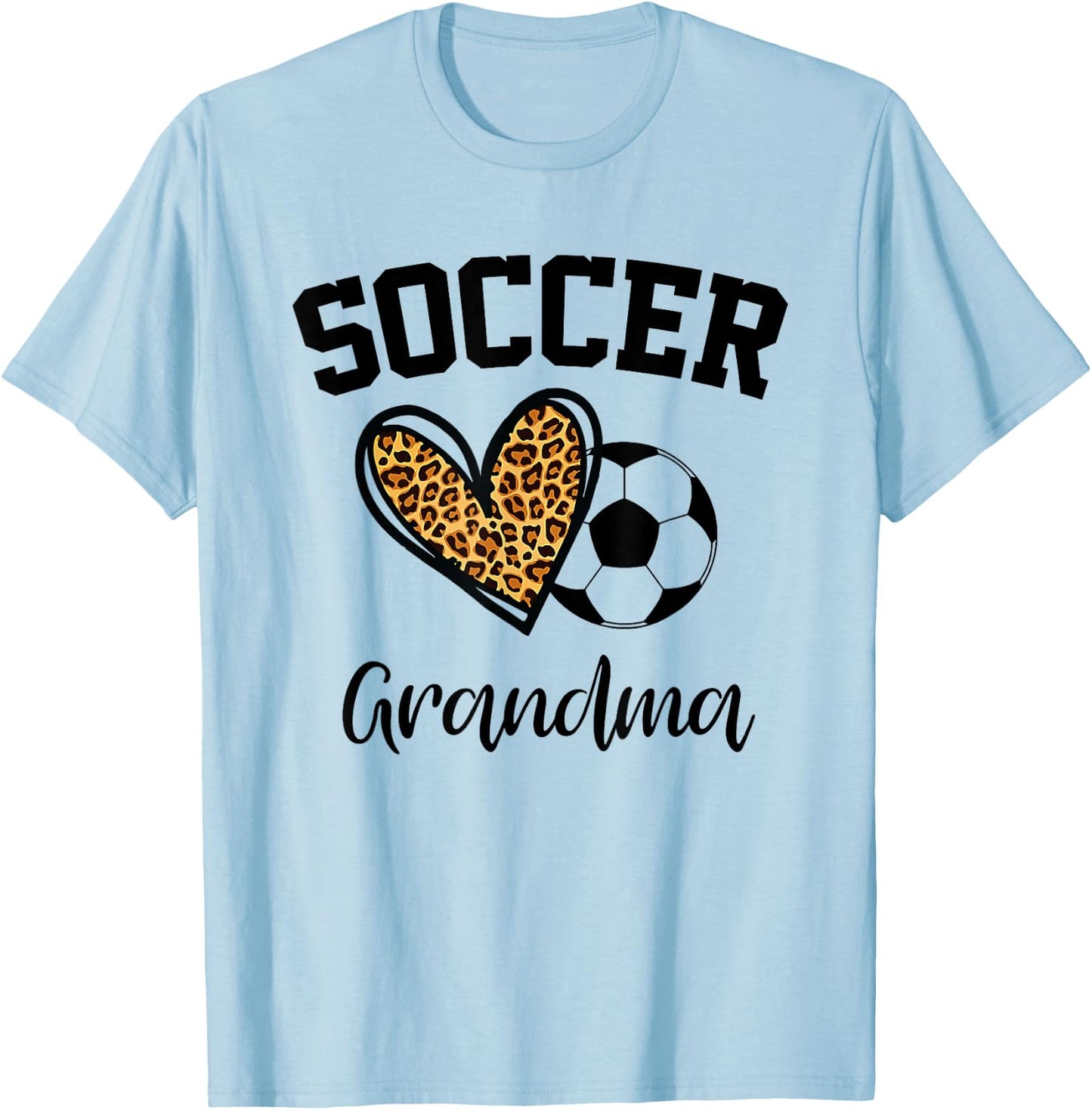 Soccer Grandma Leopard Heart Funny Mothers Day T-Shirt - T-Shirt | Light Blue