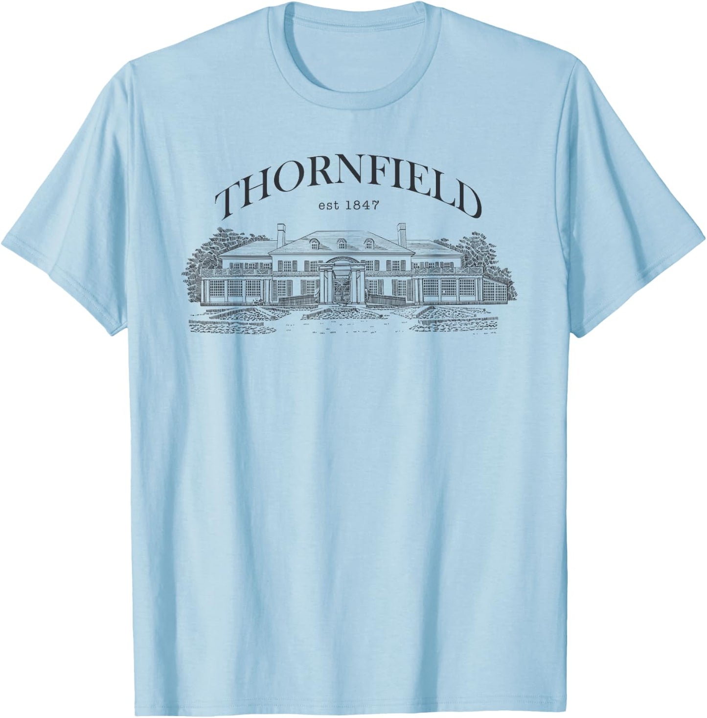 Jane Eyre & Mr Rochester, Thornfield Hall, Charlotte Bronte T-Shirt - T-Shirt | Light Blue