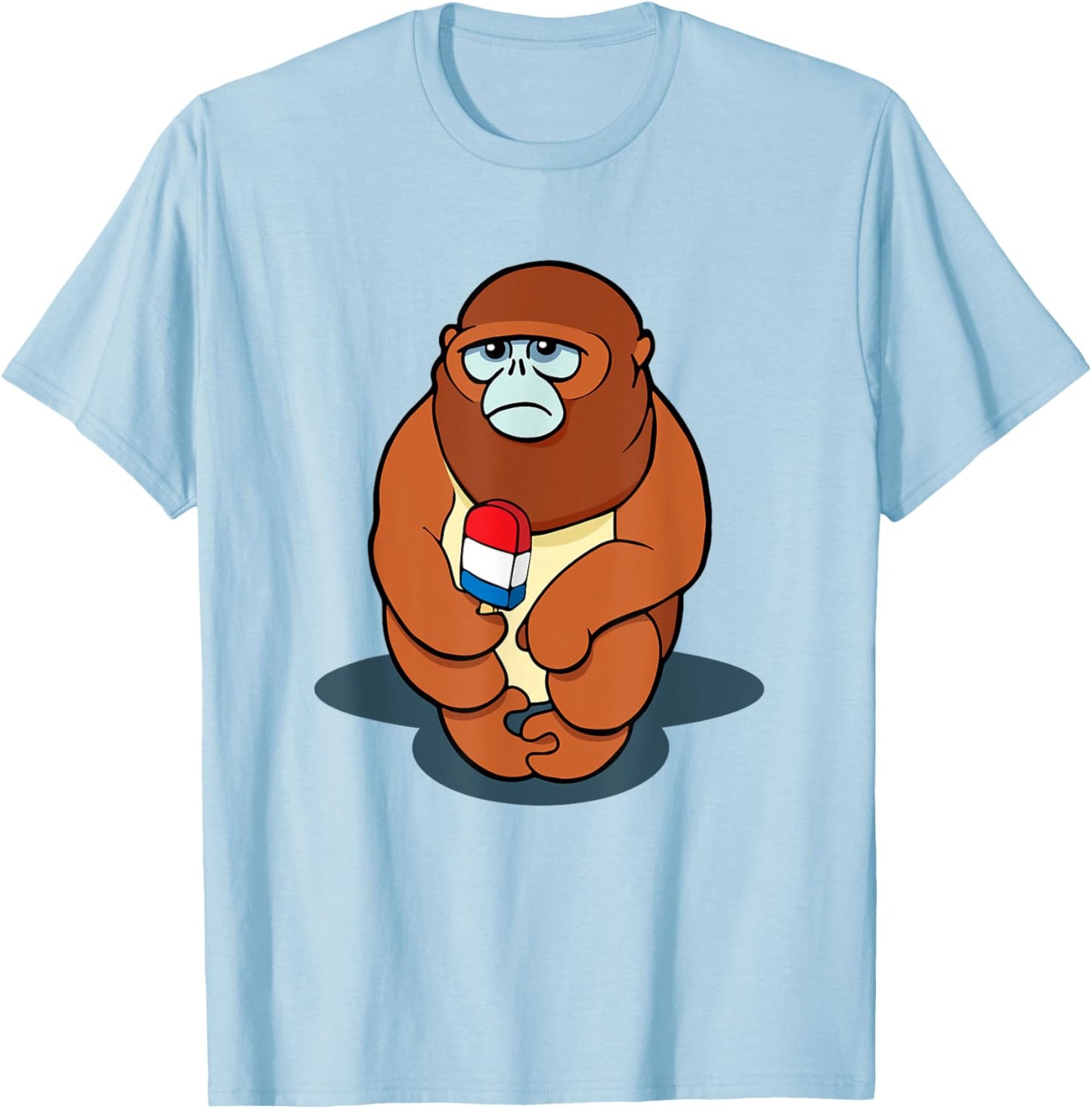 Snub Nosed Monkey Funny Monkey Ice Pop T-Shirt - T-Shirt | Light Blue