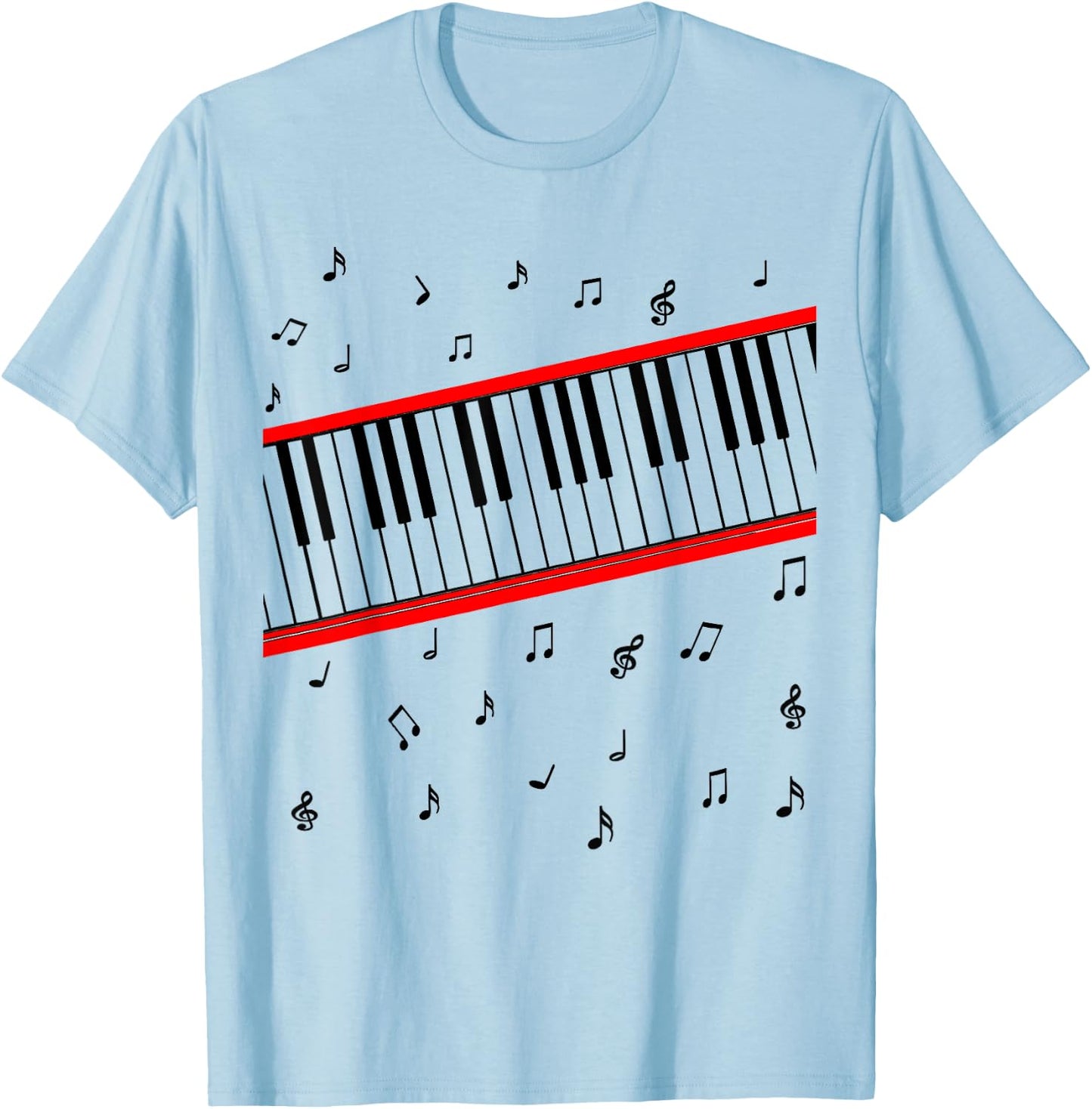 Piano Keys Music Lover Beat It Pianist 1980s Cosplay Costume T-Shirt - T-Shirt | Light Blue