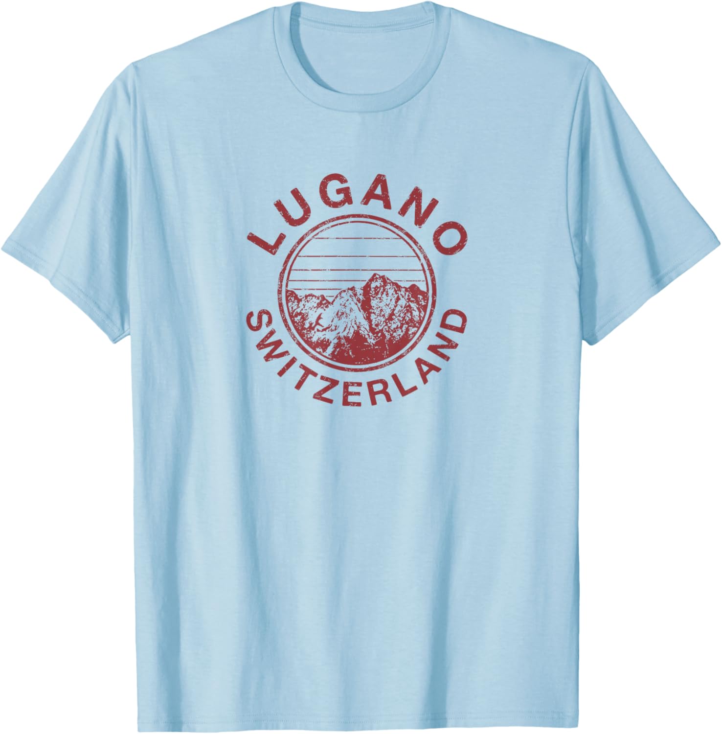 Switzerland Lugano Vintage Ski Retro T-Shirt - T-Shirt | Light Blue