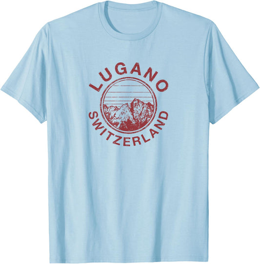 Switzerland Lugano Vintage Ski Retro T-Shirt - T-Shirt | Light Blue