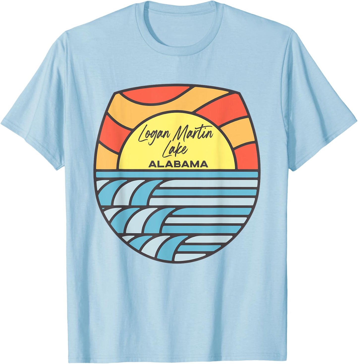 Logan Martin Lake Alabama AL Sunset Souvenir T-Shirt - T-Shirt | Light Blue