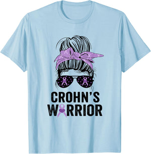 Crohn's Awareness Month Crohn's Warrior Purple Ribbon T-Shirt - T-Shirt | Light Blue
