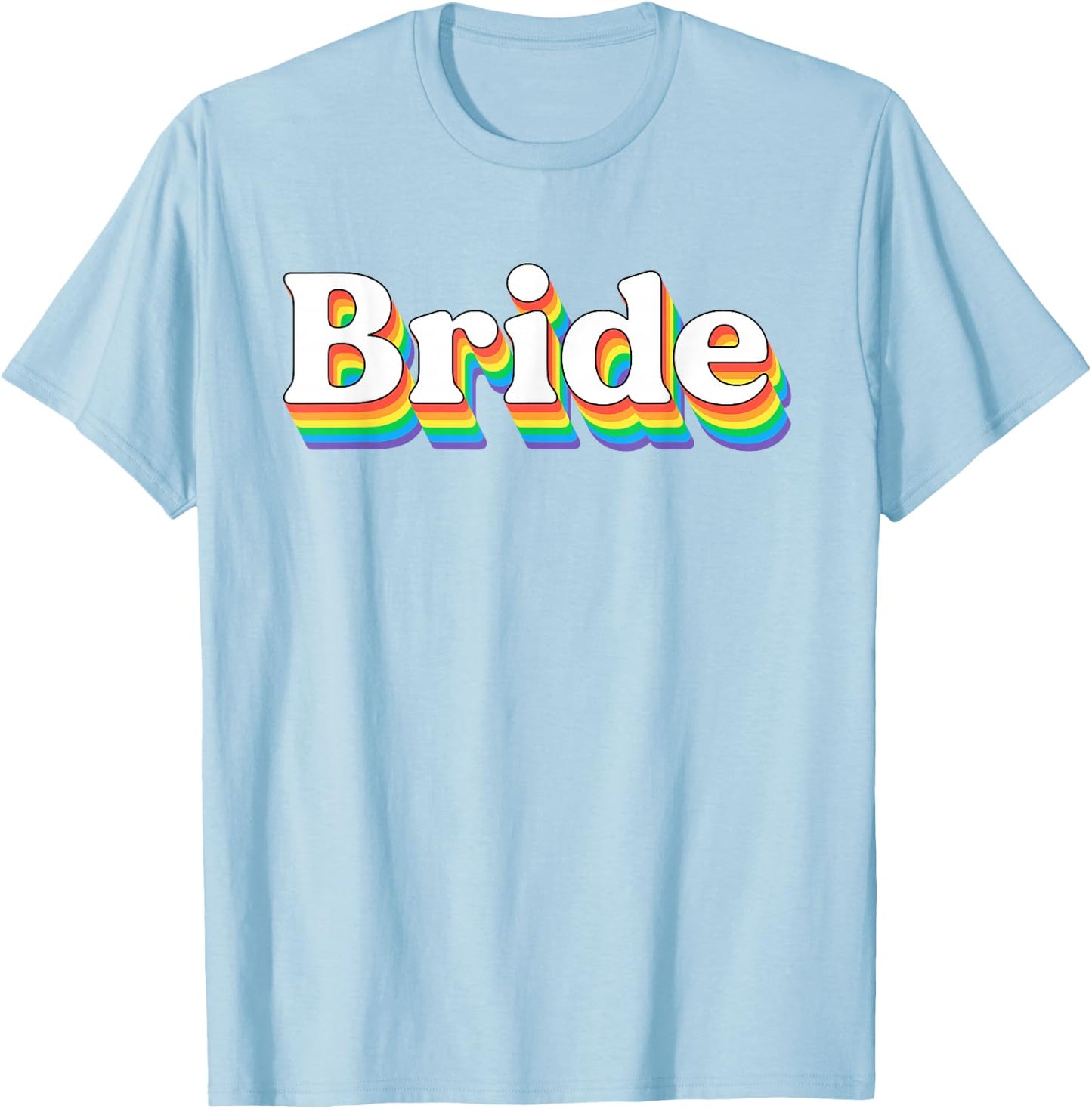Bride Retro Lesbian Bachelorette 70s Vintage Gay Wedding T-Shirt - T-Shirt | Light Blue