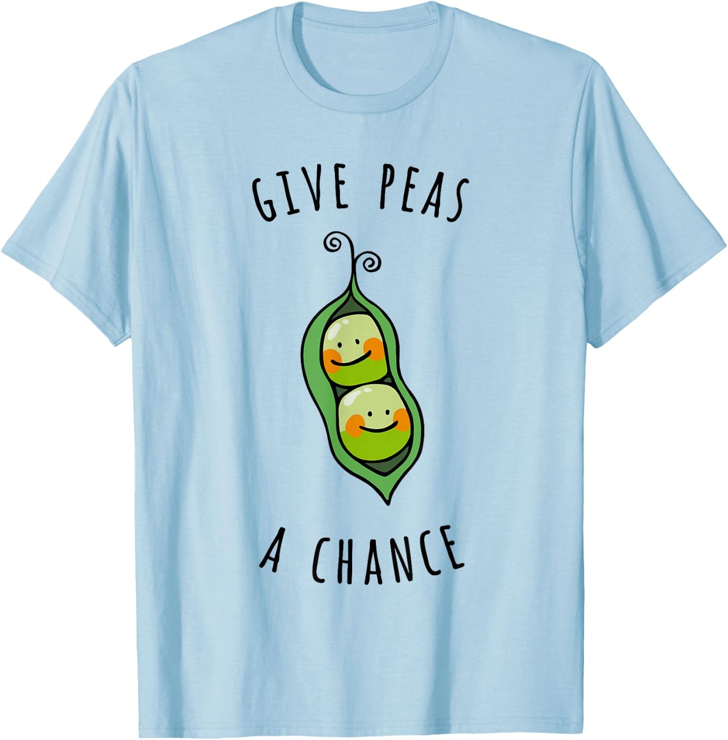 Give Peas A Chance Peace Vegetable Vegetarian Vegan T-Shirt - T-Shirt | Light Blue