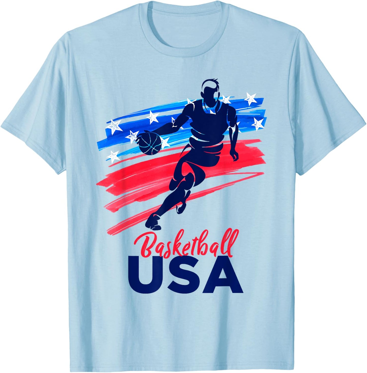 Basketball USA Support the Team Shirt Basketball Lover T-Shirt - T-Shirt | Light Blue