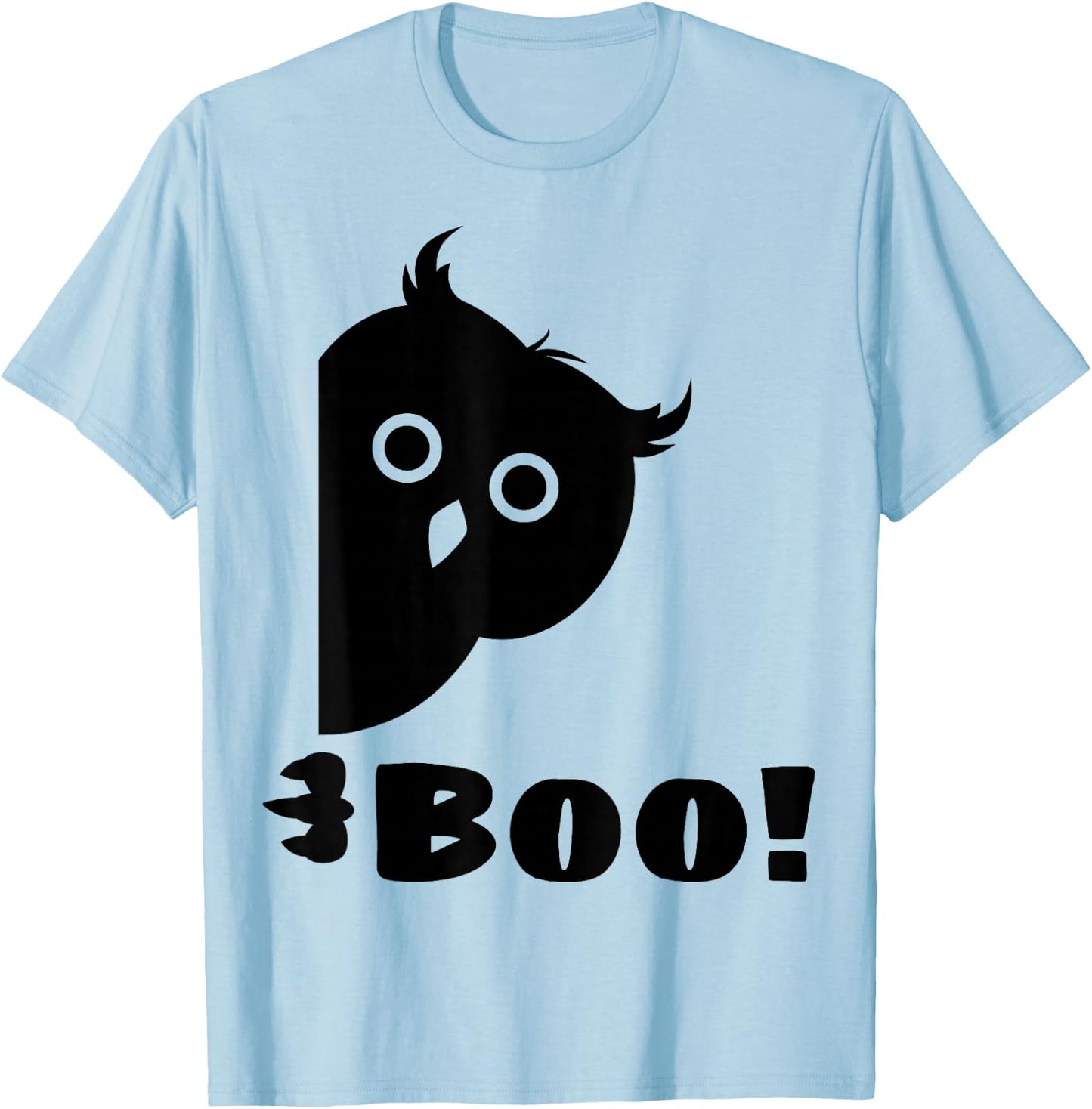 Boo! | Funny Owl Lover Shirt Hiding Peekaboo Halloween Owl T-Shirt - T-Shirt | Light Blue