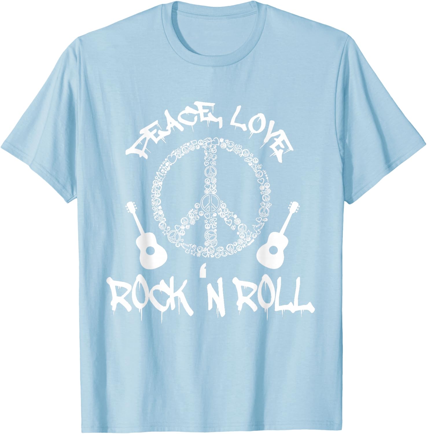 Funny Rock 'n Roll Gift Peace Love and Rock 'n Roll T-Shirt - T-Shirt | Light Blue