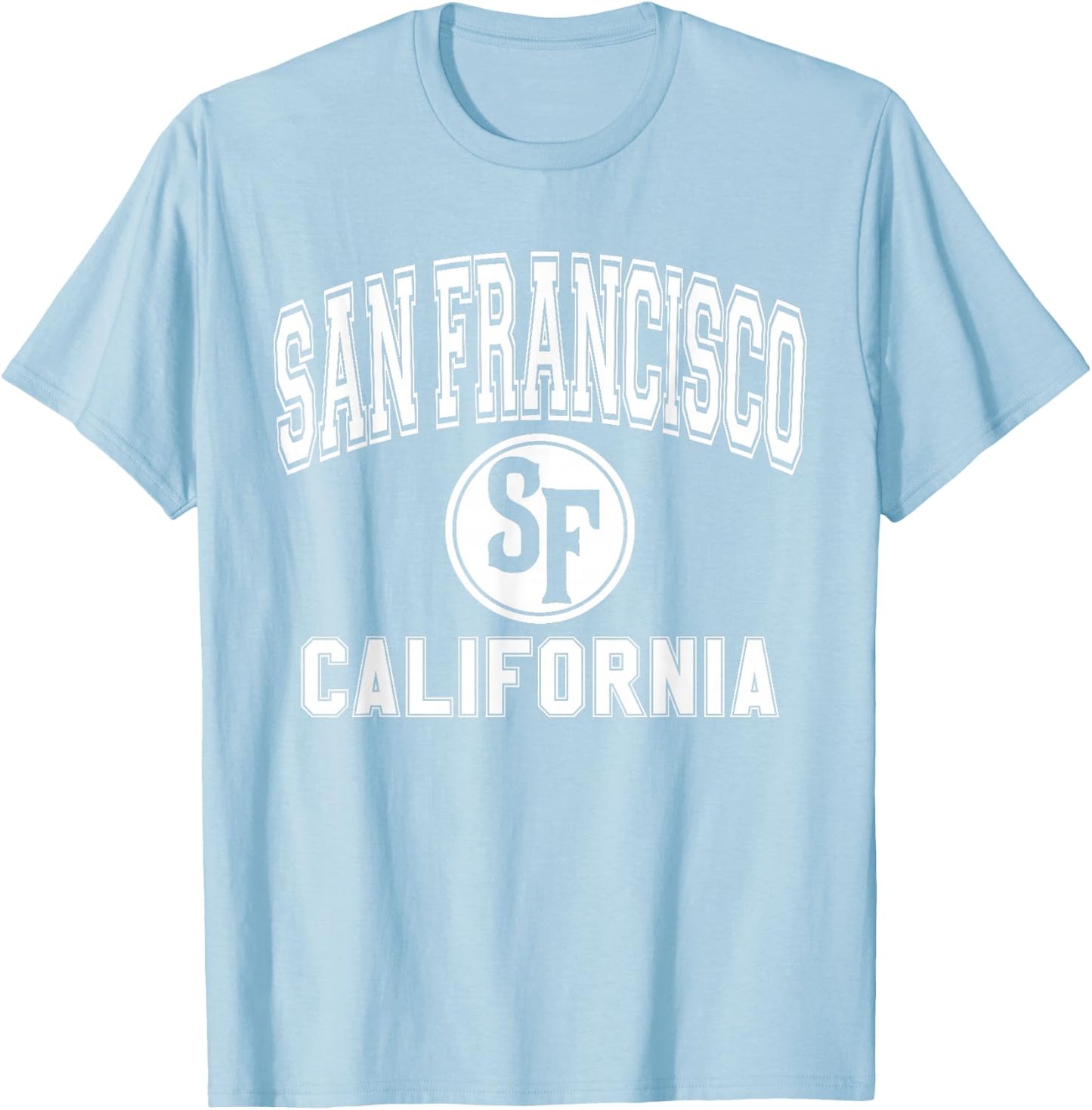 San Francisco California SF Pink with White Print T-Shirt - T-Shirt | Light Blue