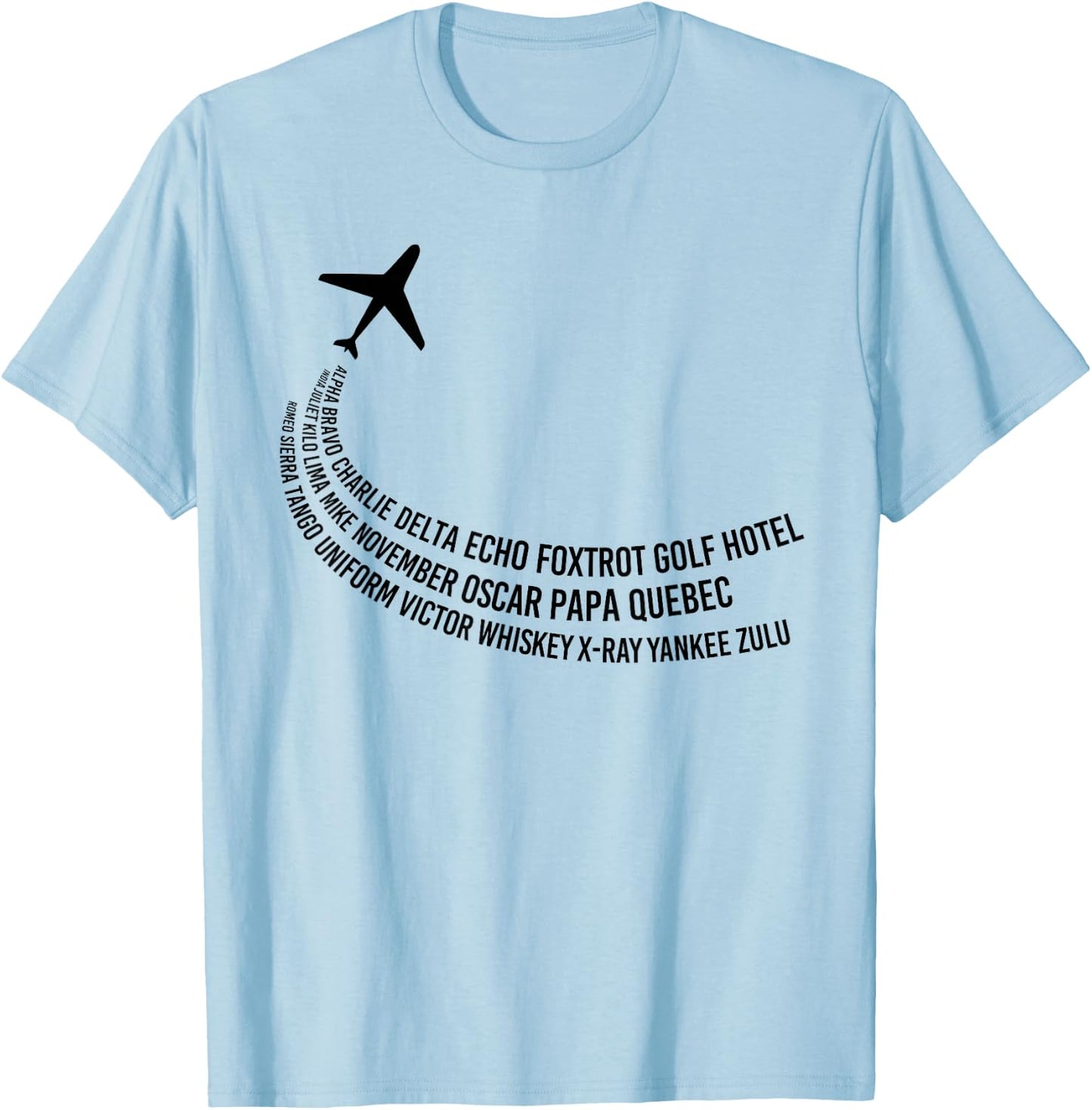 Phonetic Alphabet | Pilot Airplane Shirt T-Shirt - T-Shirt | Light Blue