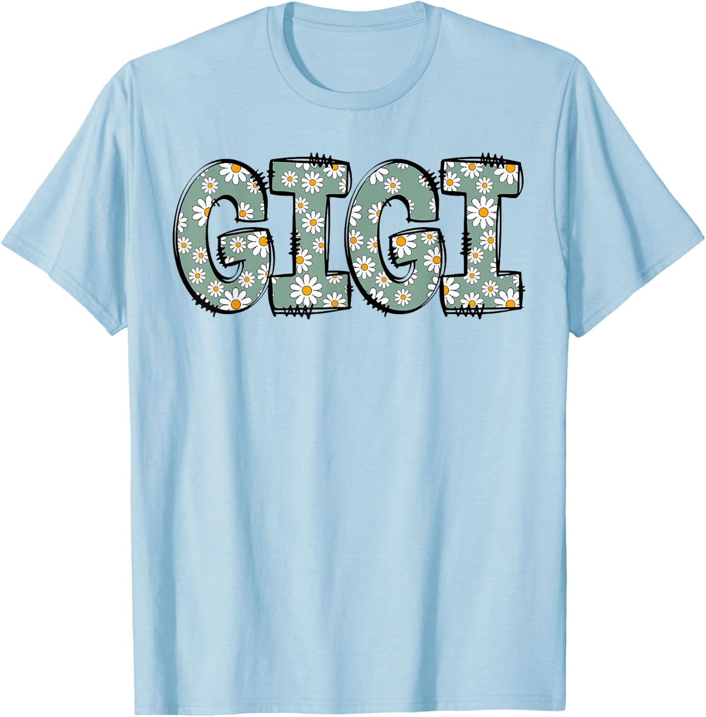 Retro Gigi Colorful Flowers Groovy Daisy Flower T-Shirt - T-Shirt | Light Blue