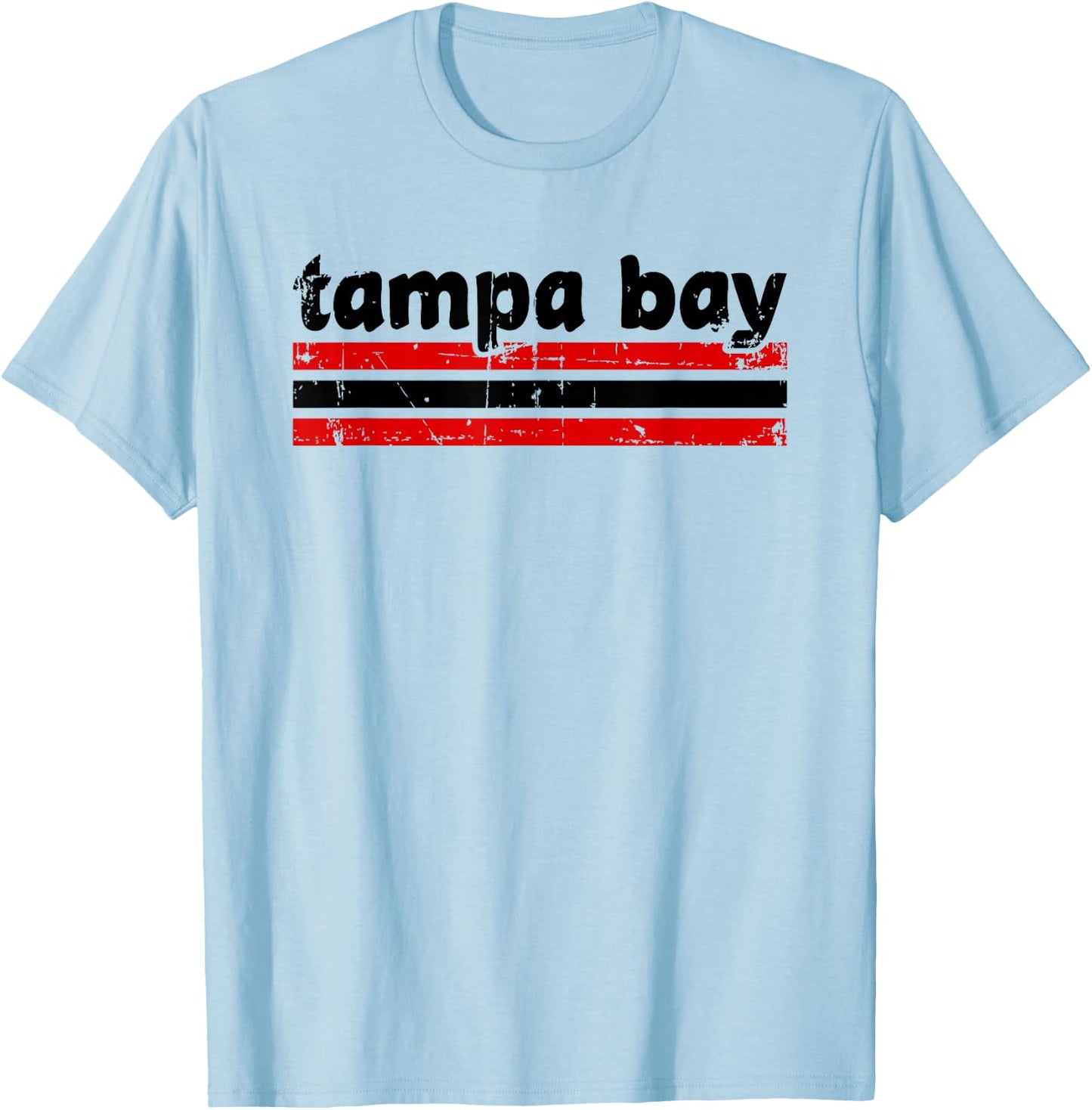 Tampa Bay Florida Three Stripe Vintage Weathered T-Shirt - T-Shirt | Light Blue