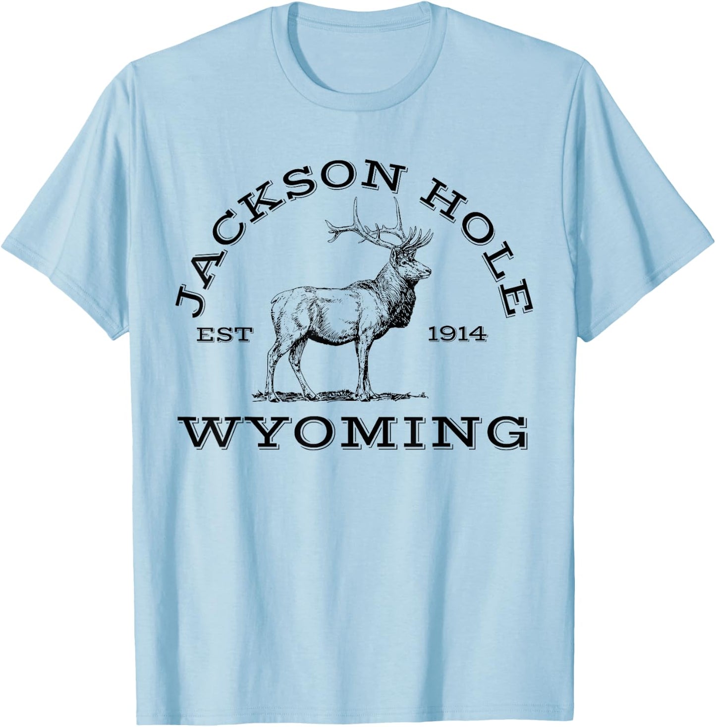 Jackson Hole Wyoming Elk Hike Outdoors T-Shirt - T-Shirt | Light Blue