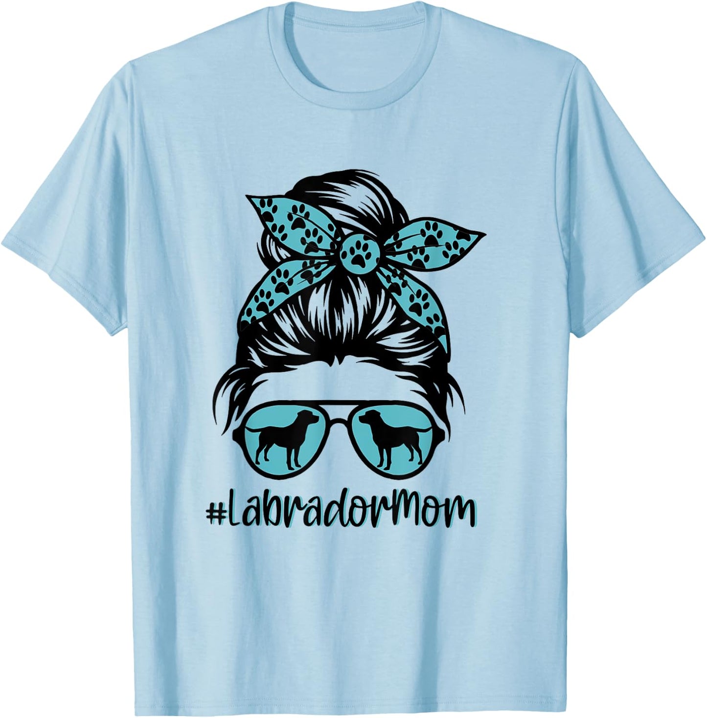 Messy Bun Labrador Mom Shirt Golden Black Lab Lovers T-Shirt - T-Shirt | Light Blue