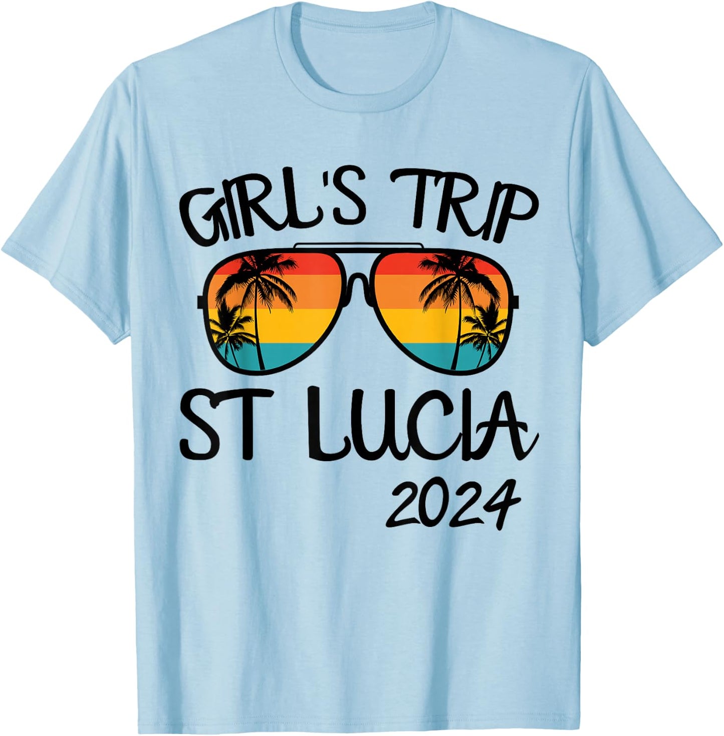Girls Trip St Lucia 2024 Summer Vacation Matching T-Shirt - T-Shirt | Light Blue