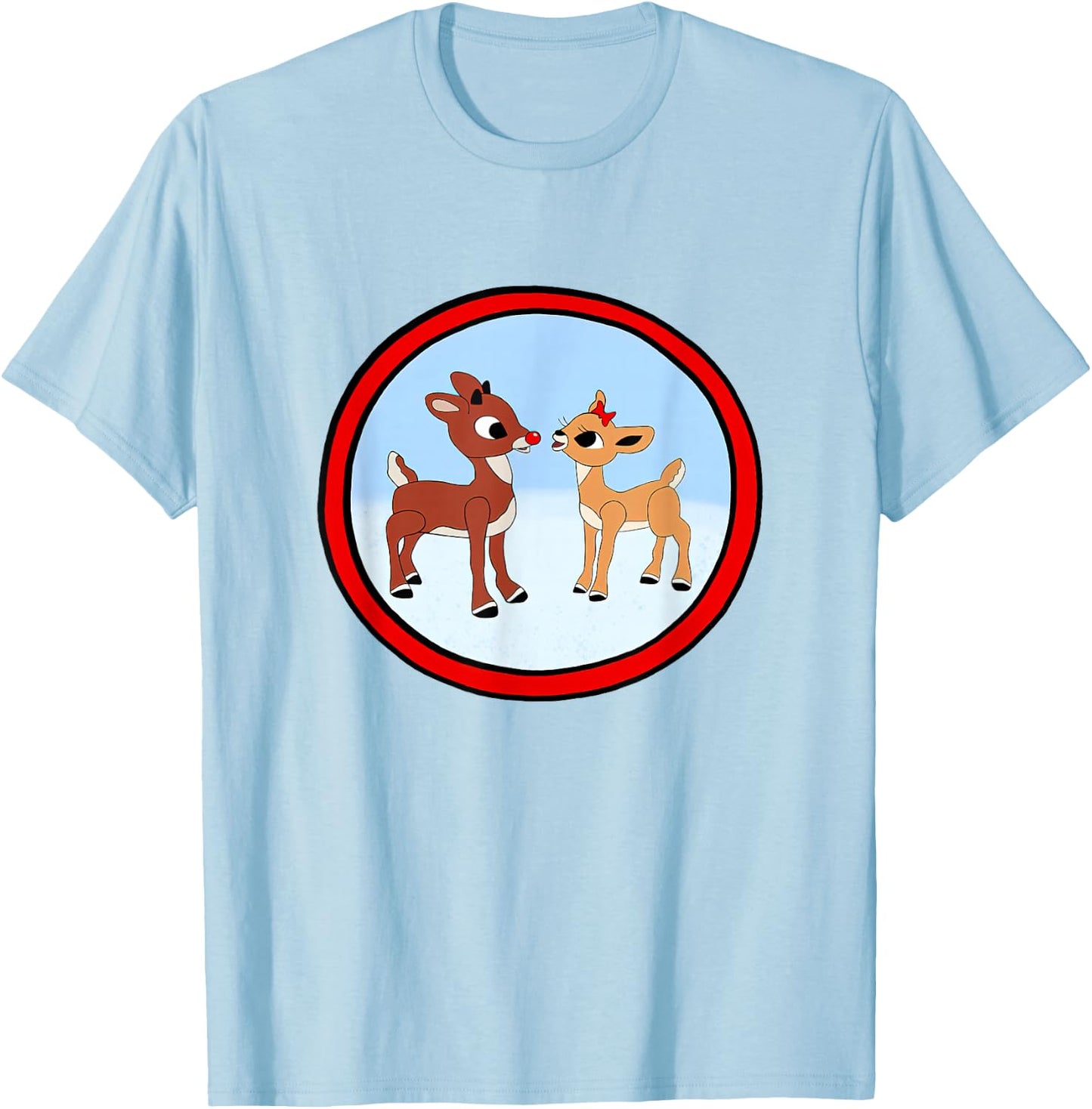 Rudolph and Clarice Christmas Kids Girls Reindeer T-Shirt - T-Shirt | Light Blue