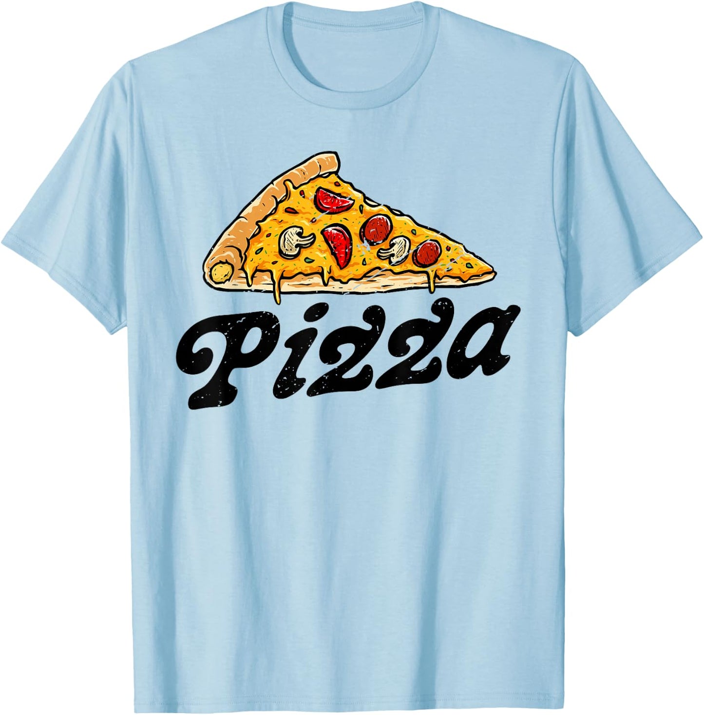 Pizza Day Retro Vintage 60s 70s Women Men Italian Food Lover T-Shirt - T-Shirt | Light Blue