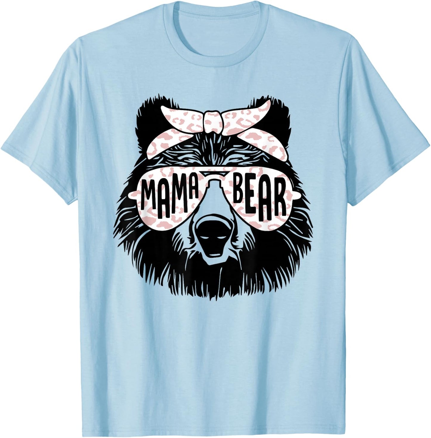 Mama Bear Face Sunglasses Mother Mom Mommy Mother's Day Small T-Shirt - T-Shirt | Light Blue