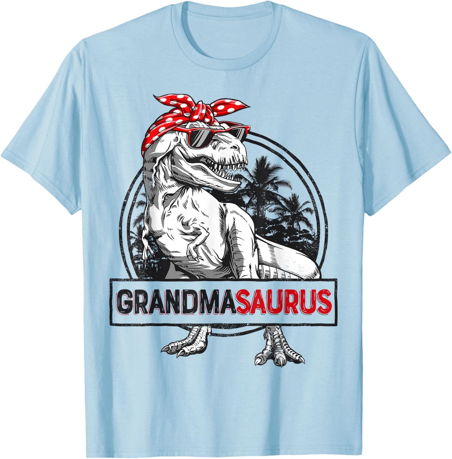 Grandmasaurus T rex Dinosaur Grandma Saurus Mother's Family T-Shirt - T-Shirt | Light Blue