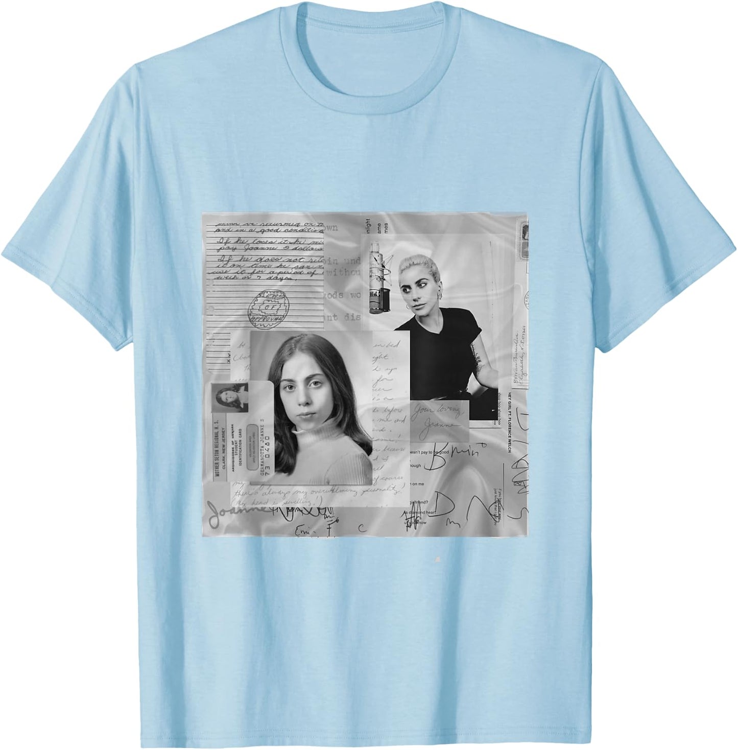Lady Gaga Official Joanne White Photo T-Shirt - T-Shirt | Light Blue