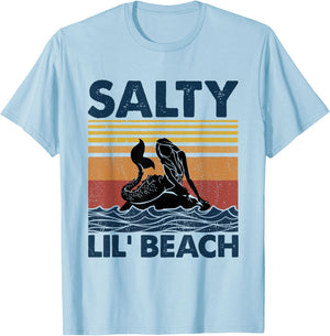 Mermaid Salty Lil' Beach Vintage Funny T-Shirt - T-Shirt | Light Blue