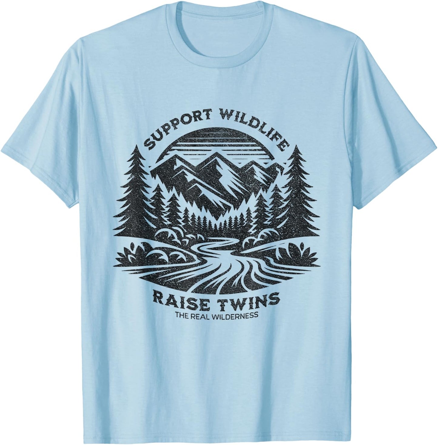 Twin Dad Support Wildlife Raise Twins Father T-Shirt - T-Shirt | Light Blue