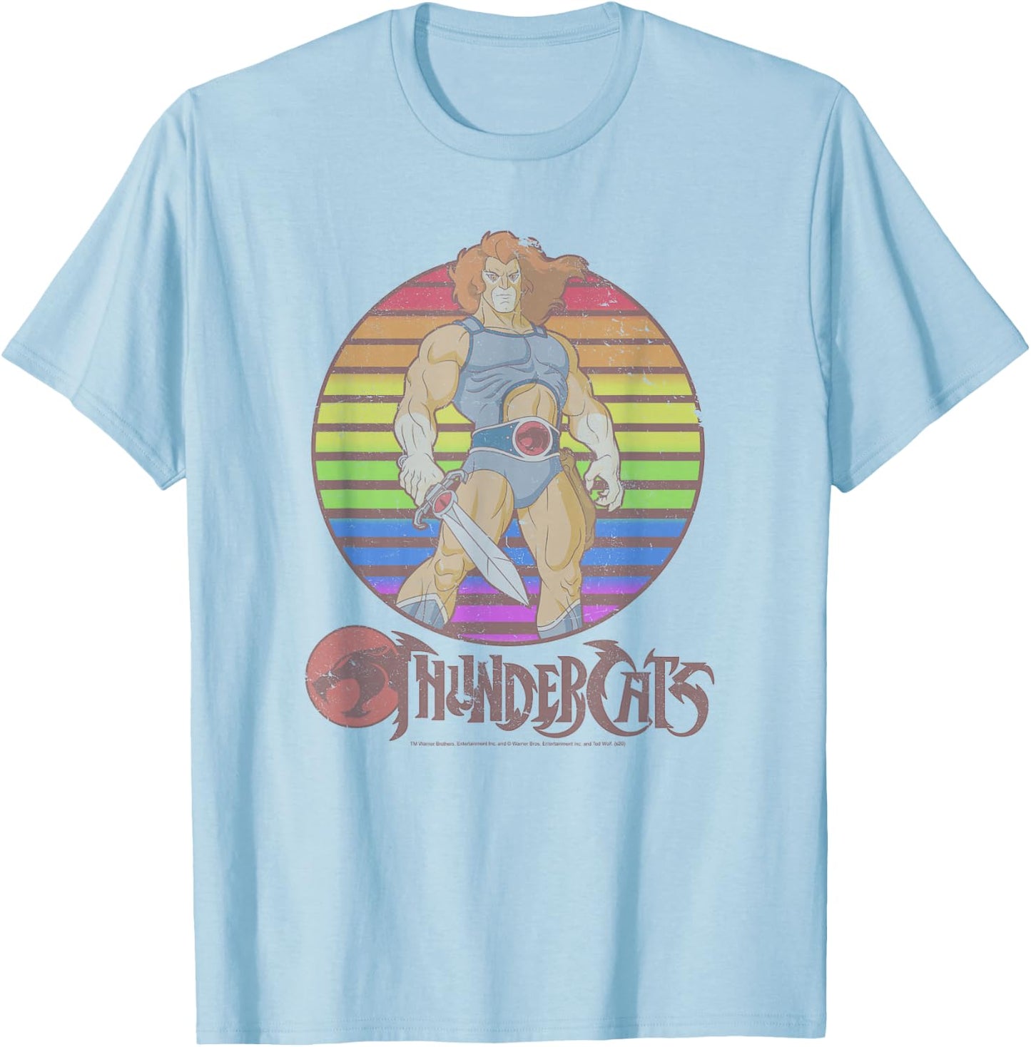 Thundercats Lion-O Rainbow Sunset Poster T-Shirt - T-Shirt | Light Blue