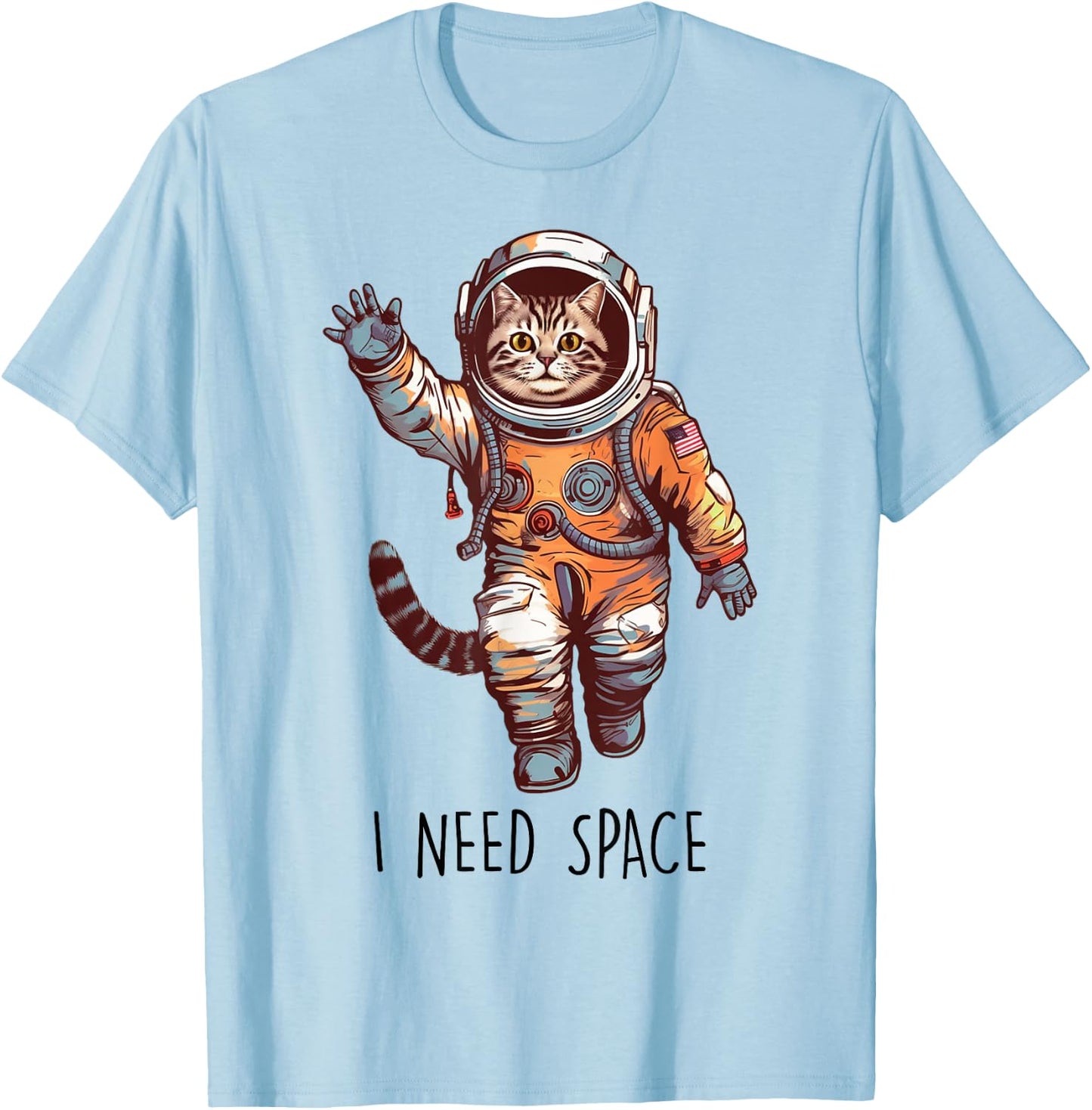Cat Astronaut, I Need Space Universe Outer Space Kitty Lover T-Shirt - T-Shirt | Light Blue