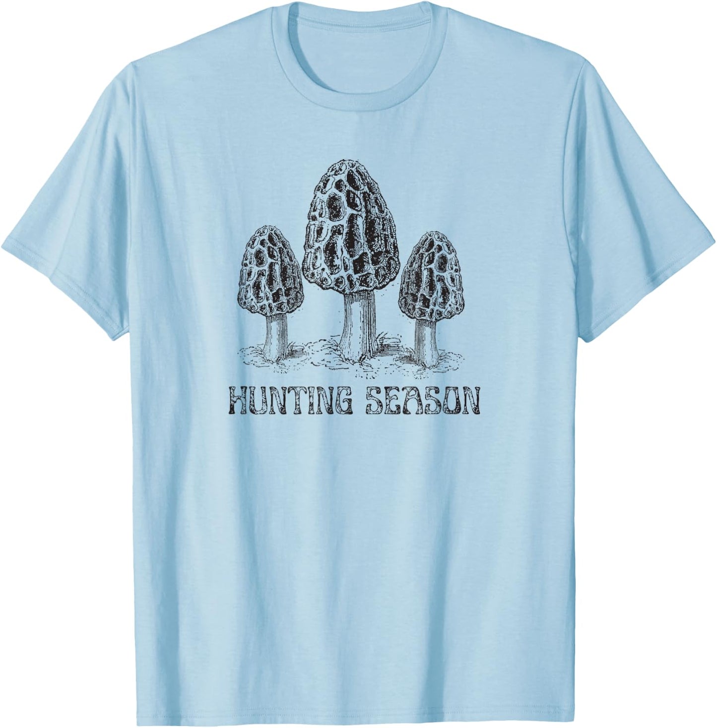 Vintage Retro Morel Mushroom Hunting Morchella Collecting T-Shirt - T-Shirt | Light Blue