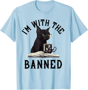 I'm With The Banned Read Banned Books Lover BookWorm T-Shirt - T-Shirt | Light Blue