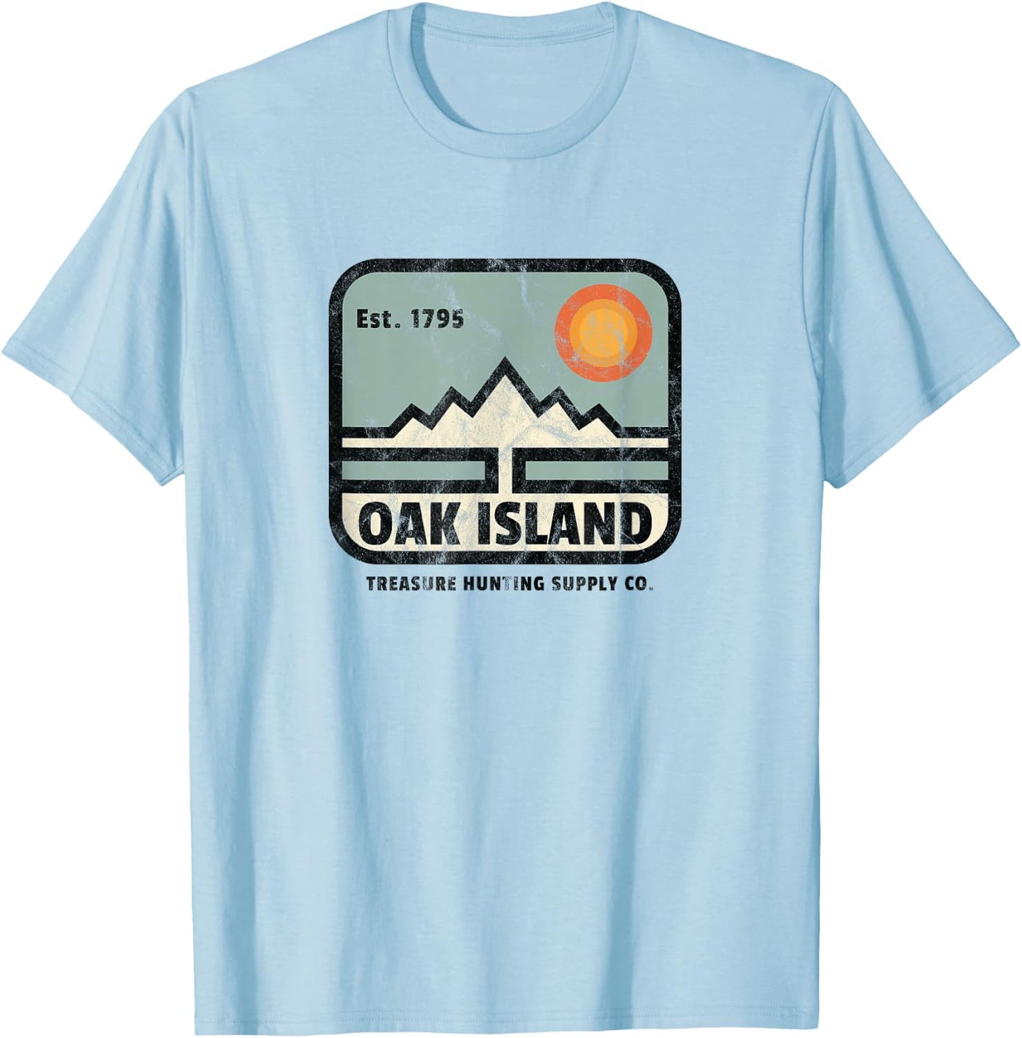 Oak Island Treasure Hunt Supply Vintage 1795 Map Myster T-Shirt - T-Shirt | Light Blue