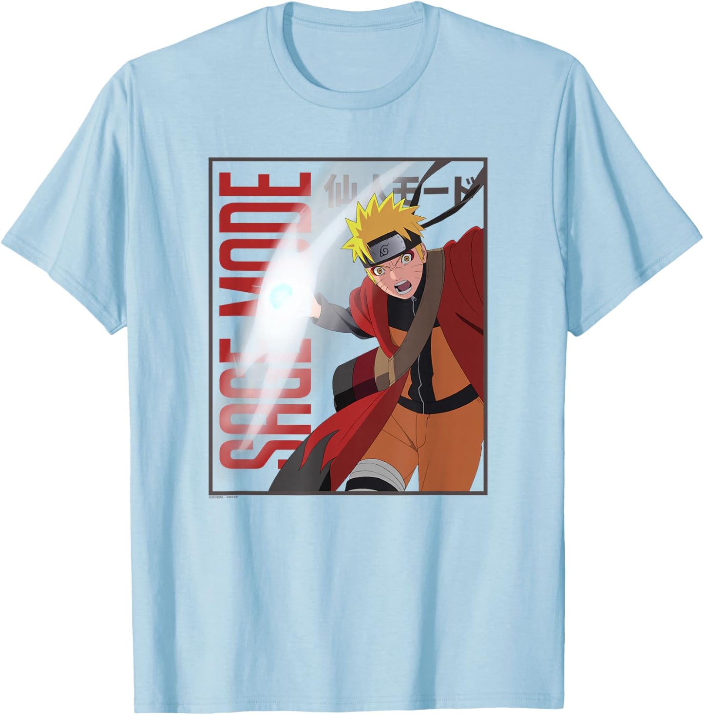 Naruto Shippuden Sage Mode Rasengan Justsu Anime T-Shirt - T-Shirt | Light Blue