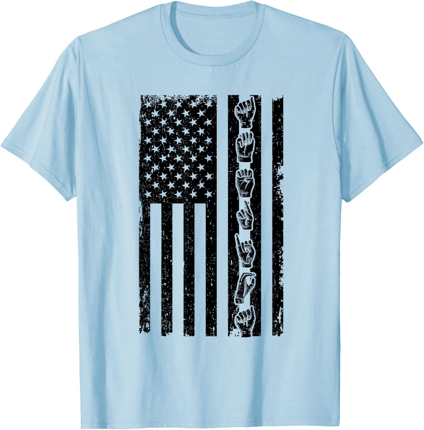 ASL Flag - Sign Language Gift Deaf Gift ASL Teacher Gift Women T-Shirt - T-Shirt | Light Blue